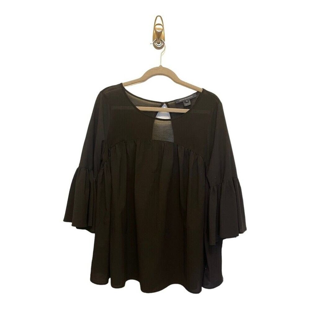 French Connection Black “Polly Plains”‎ Top Size M